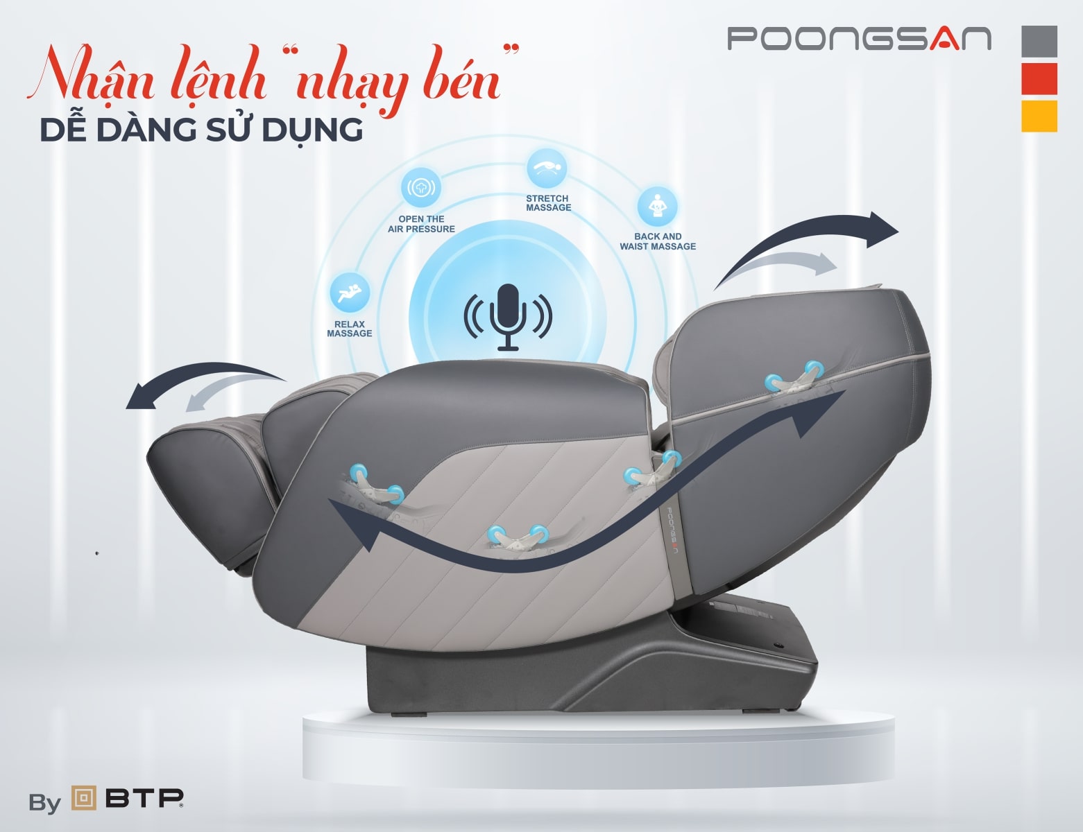 Ghế massage điều khiển bằng giọng nói nhận lệnh nhạy bén, dễ dàng sử dụng